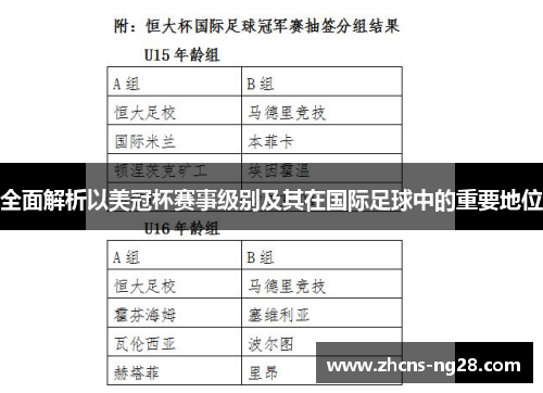 全面解析以美冠杯赛事级别及其在国际足球中的重要地位